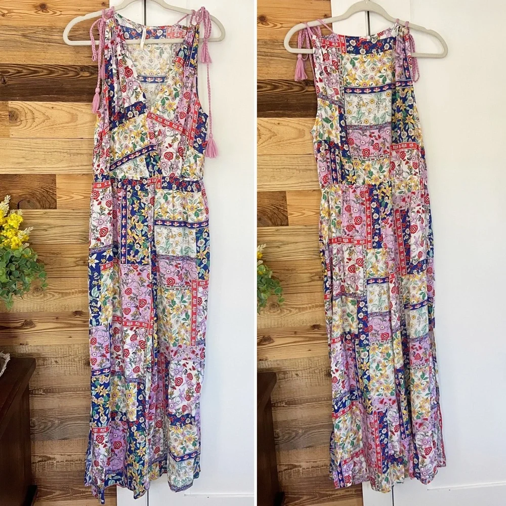 Anthropologie Patchwork Jumpsuit Slit Legs Size Medium - Picture 3 of 6